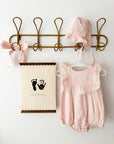 hanging banner scalloped and cotton with baby handprint and footprint