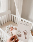 baby footprint and handprint card for first fathers day and mother day