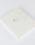 1-12 months baby photo album with milestone cards – gold foil linen cover