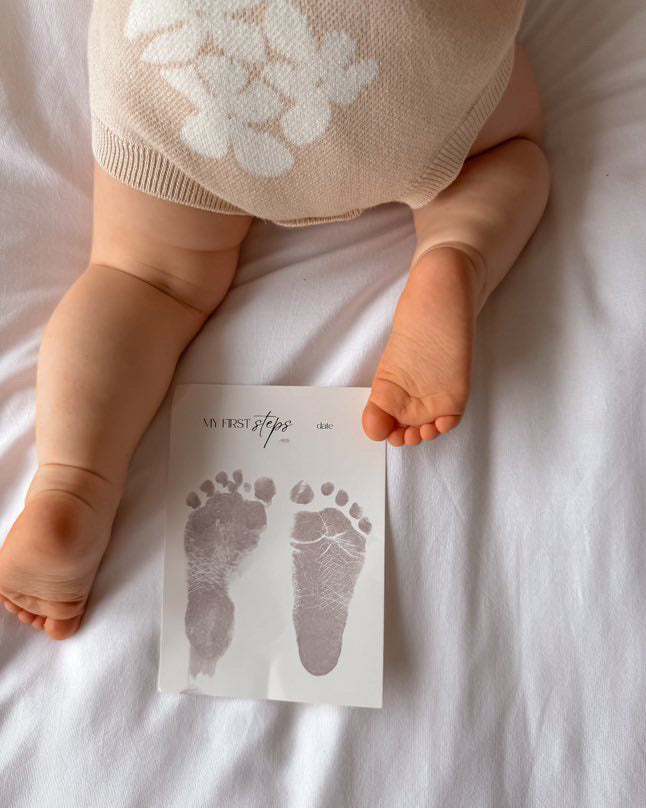 baby first steps taken with no ink and no mess;